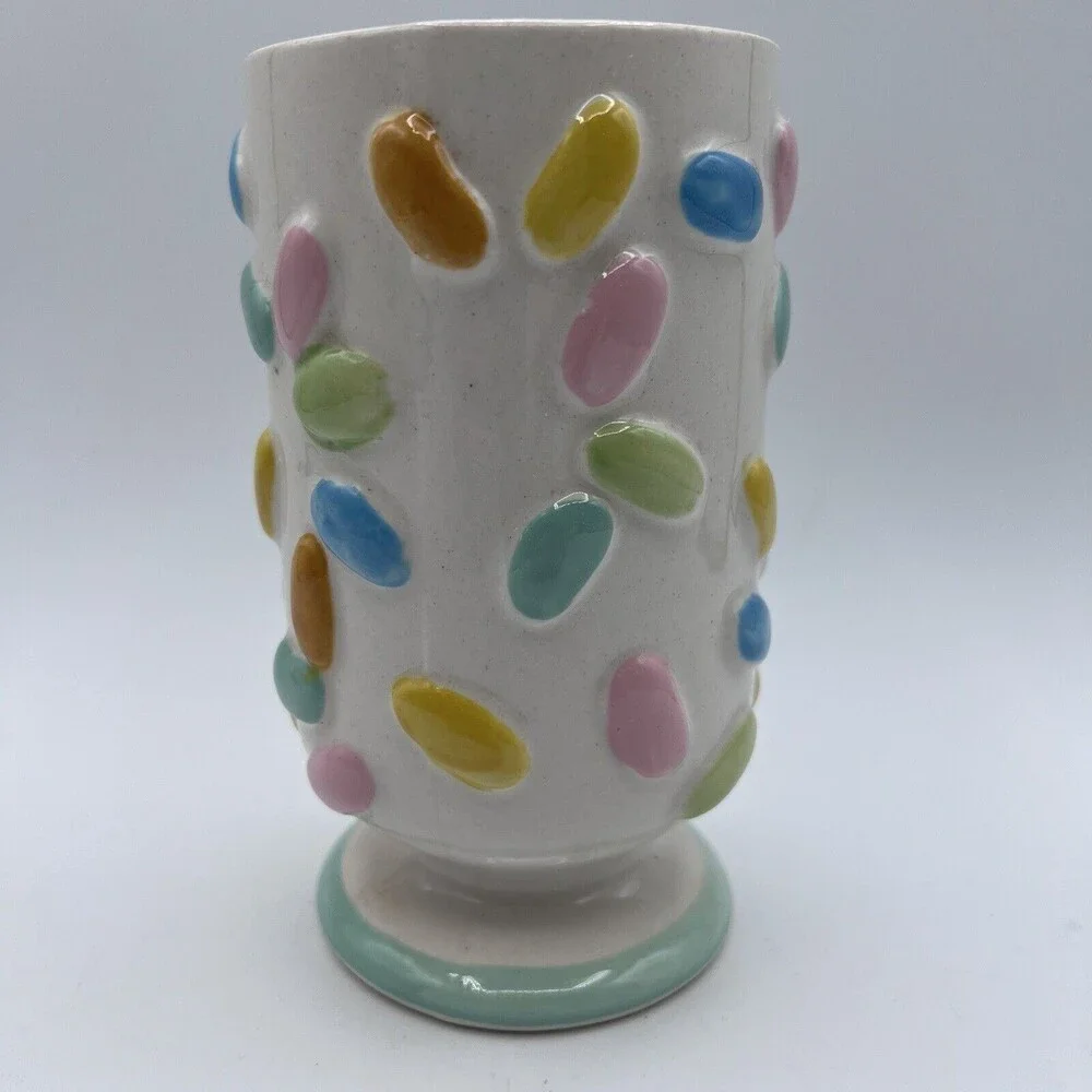 Vtg Ceramic Jelly Bean Easter Vase Candy Jar Dish 8402 Shafford Japan Pastel 6